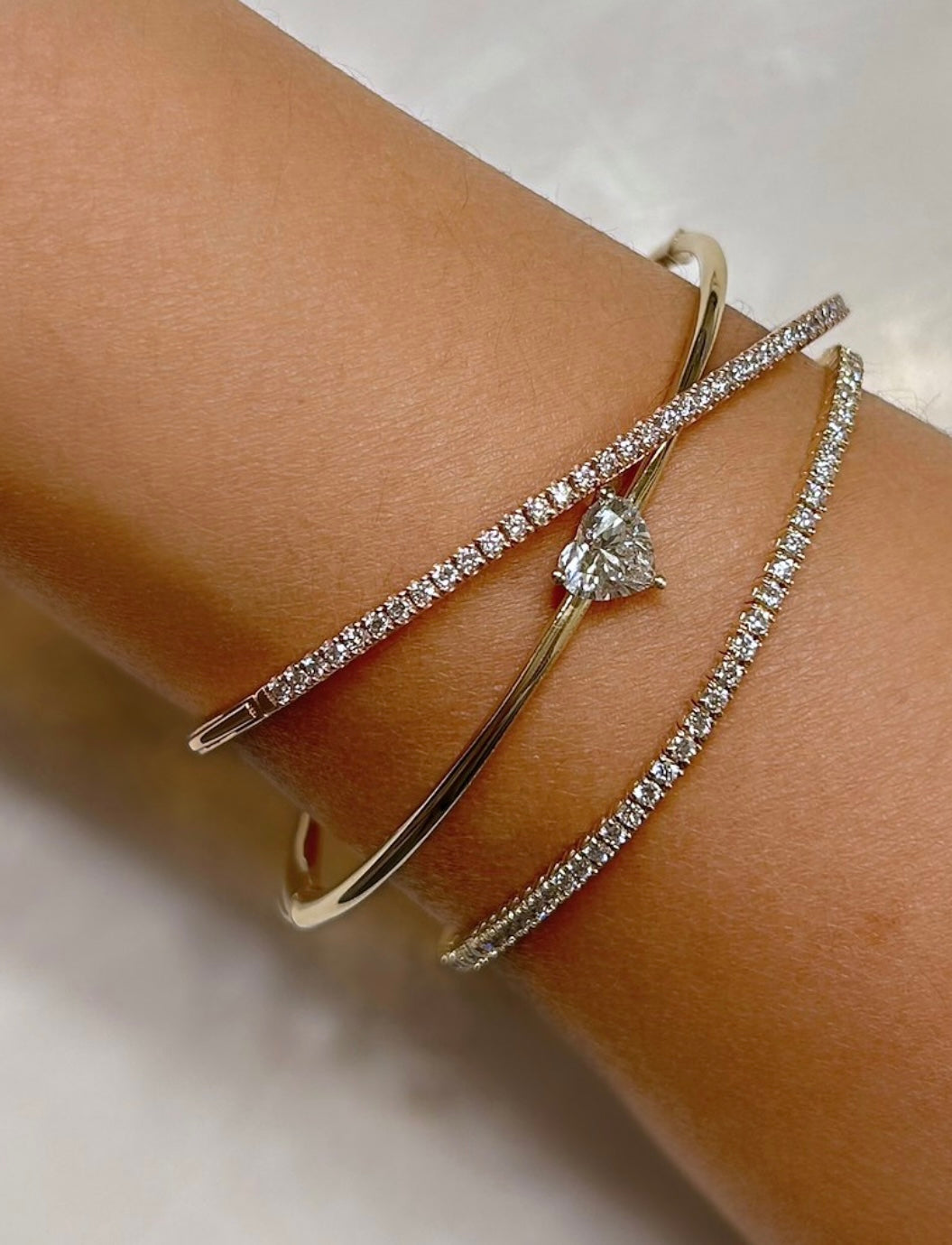 1ct Heart Cut Ldaimond Bangle